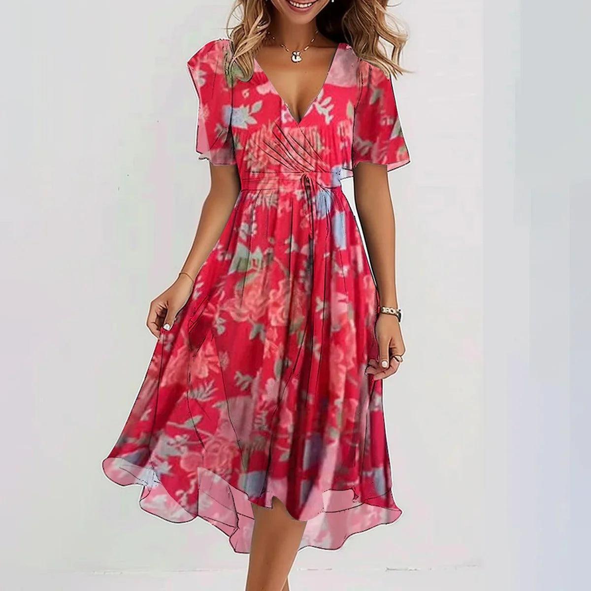 Laila - Stilvolles und elegantes Kleid mit kurzen Ärmeln und luftiger Passform