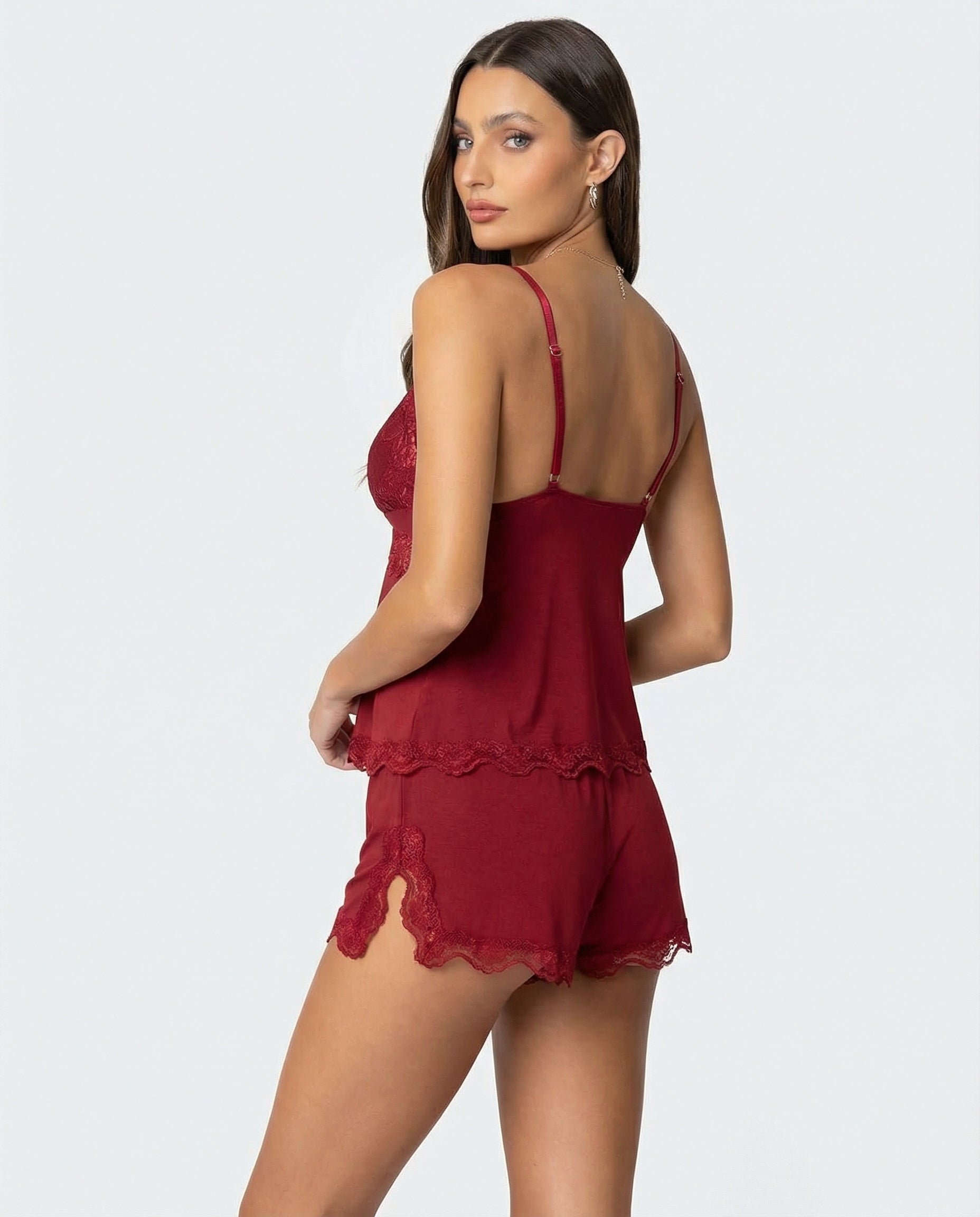 Adinda | Kanten setje voor dames met top en short - view 10
