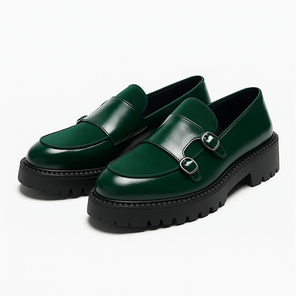 Alexander | Loafers met dubbele gesp voor heren - Groen