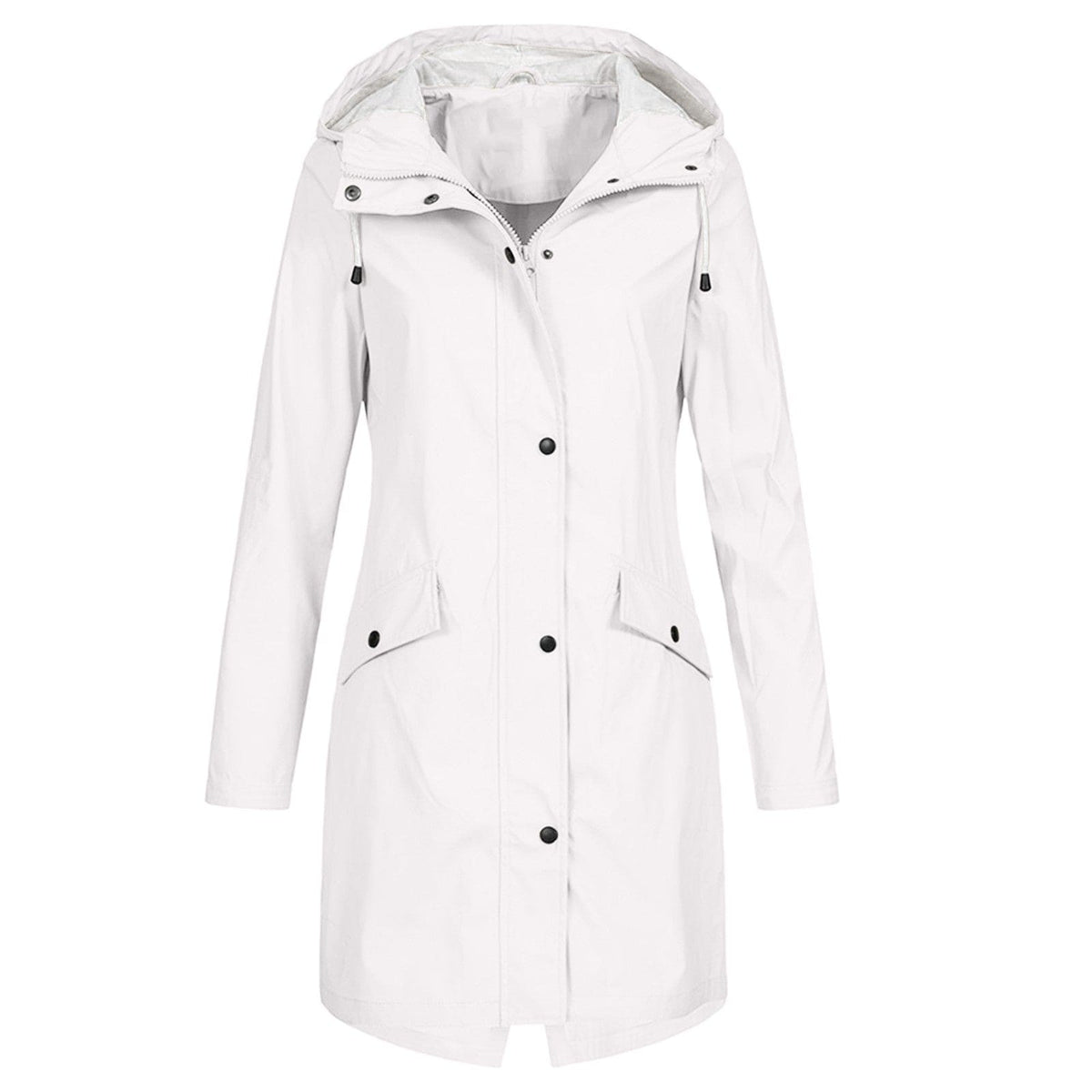Aline | Lange regenjas voor dames met capuchon - Wit