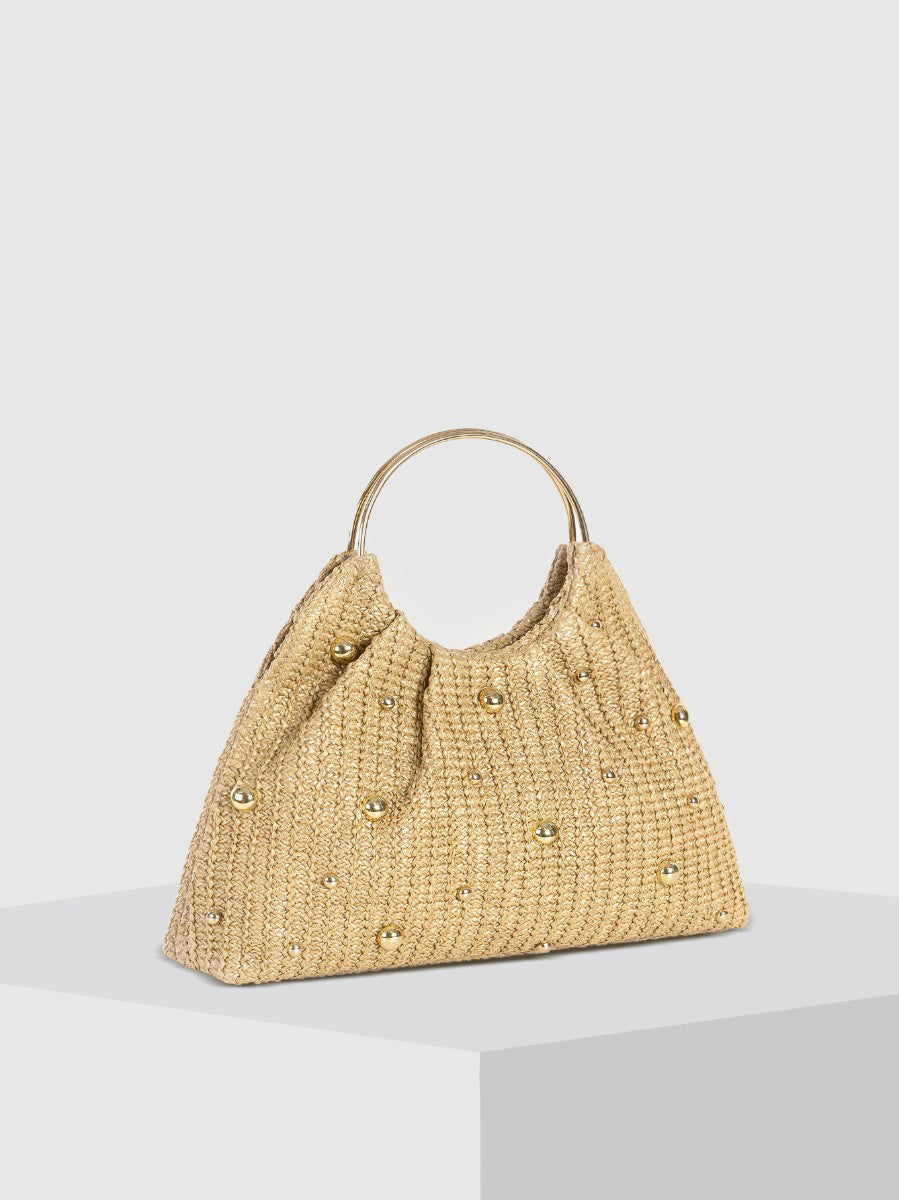 Aline | Rieten hobo tas met kralen - foto 2