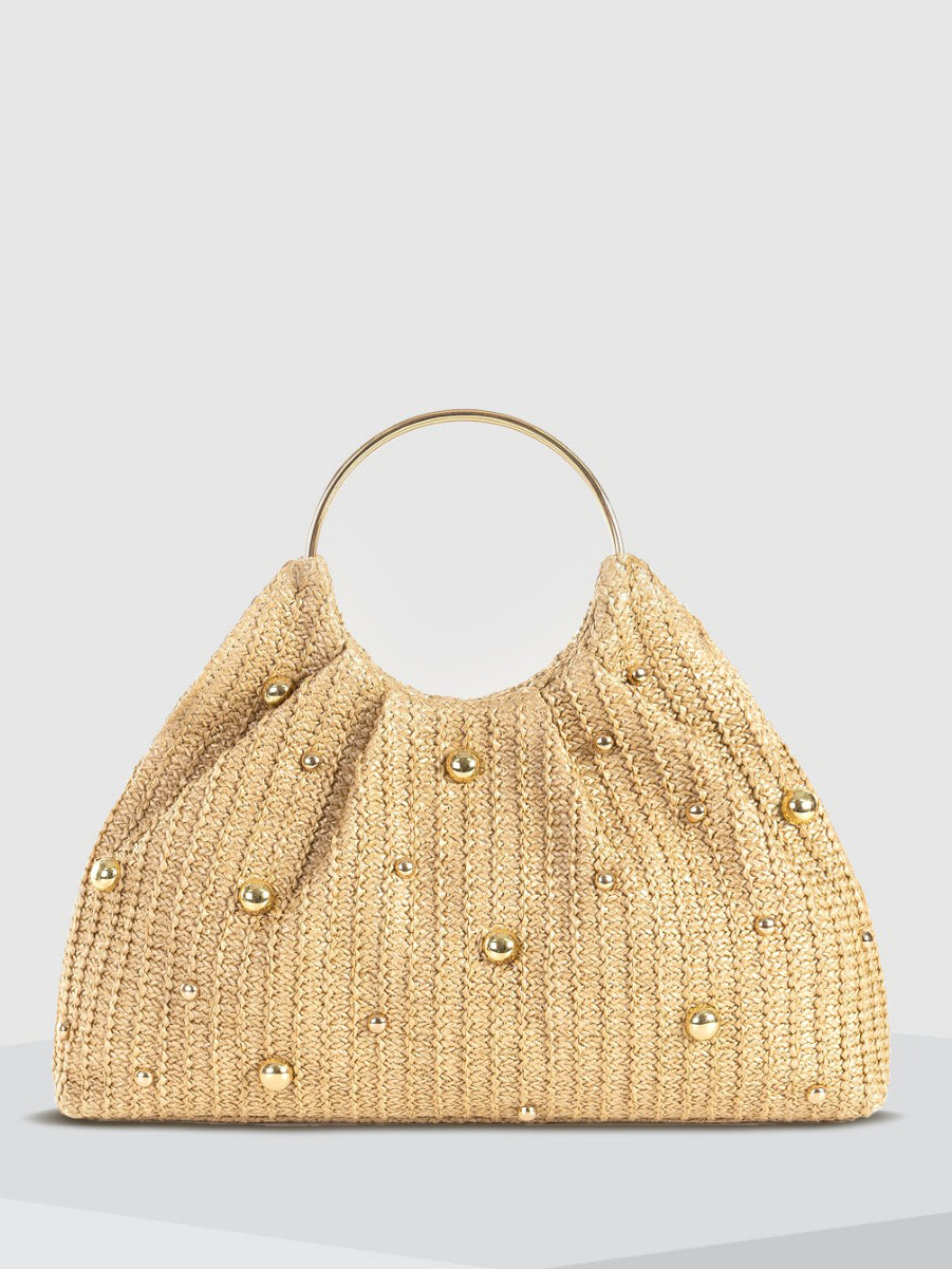 Aline | Rieten hobo tas met kralen - foto 4