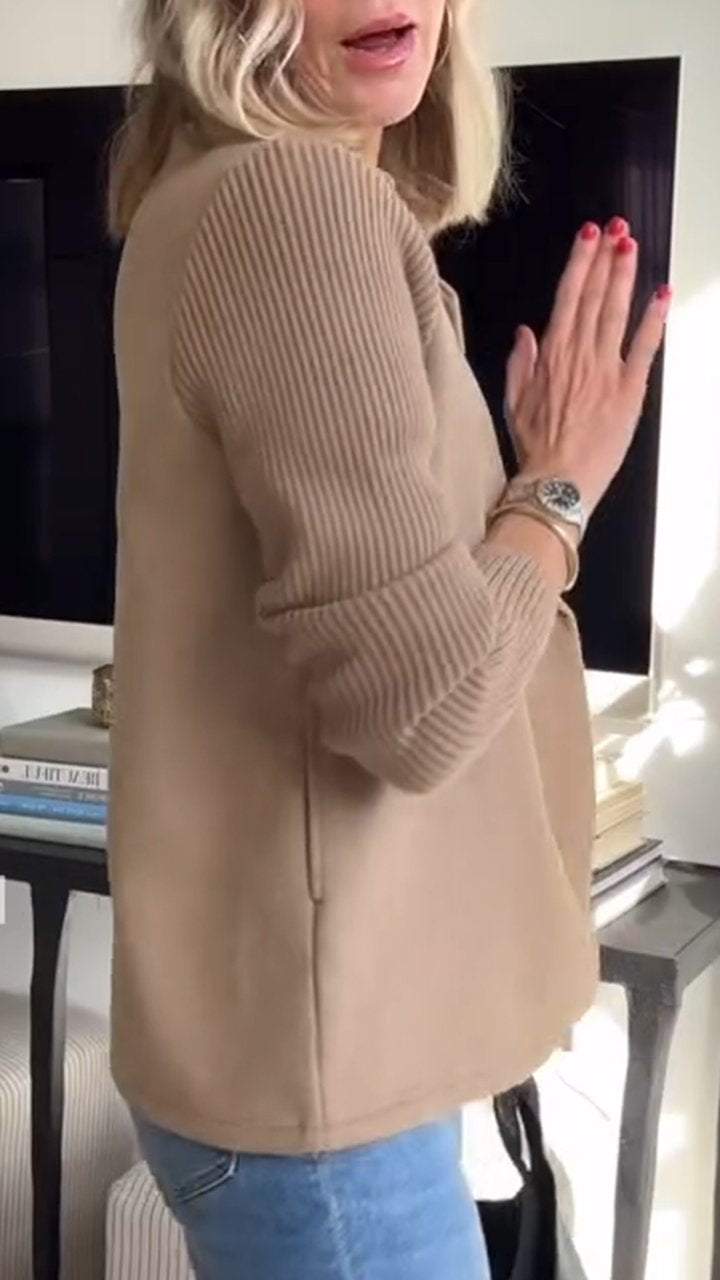 Lichtgewicht getailleerde blazer met gebreide mouwen – Casual kleding voor dames