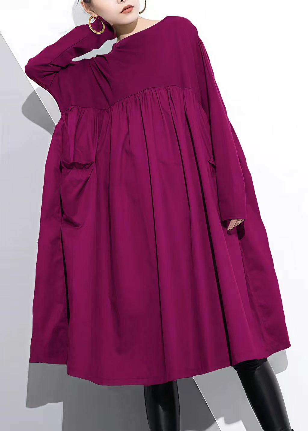 Anna | Oversized jurk van katoenmix voor dames - Paars/Verzending binnen 24 uur