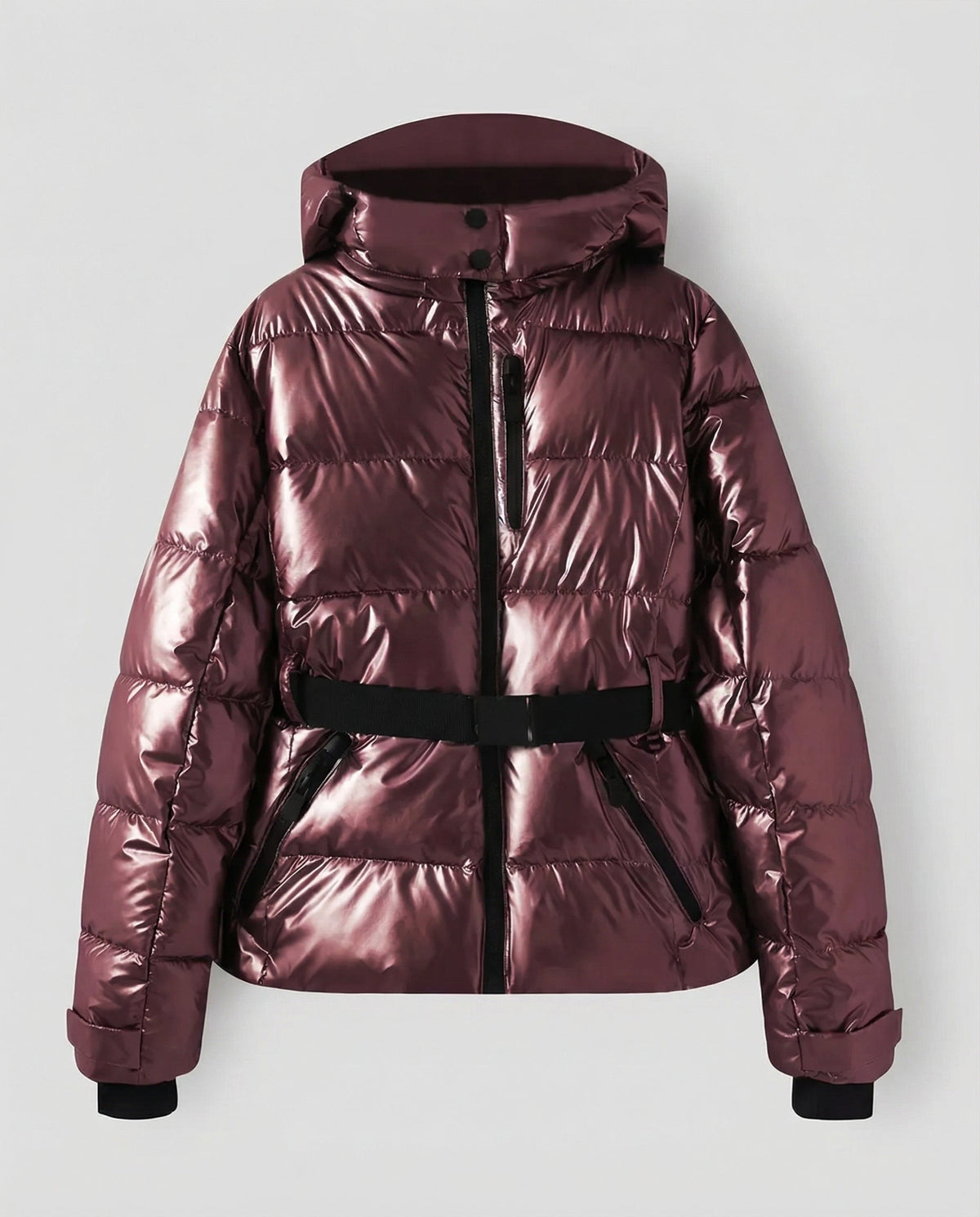Annabel | Gewatteerde winterjas voor dames in zilver - Rood