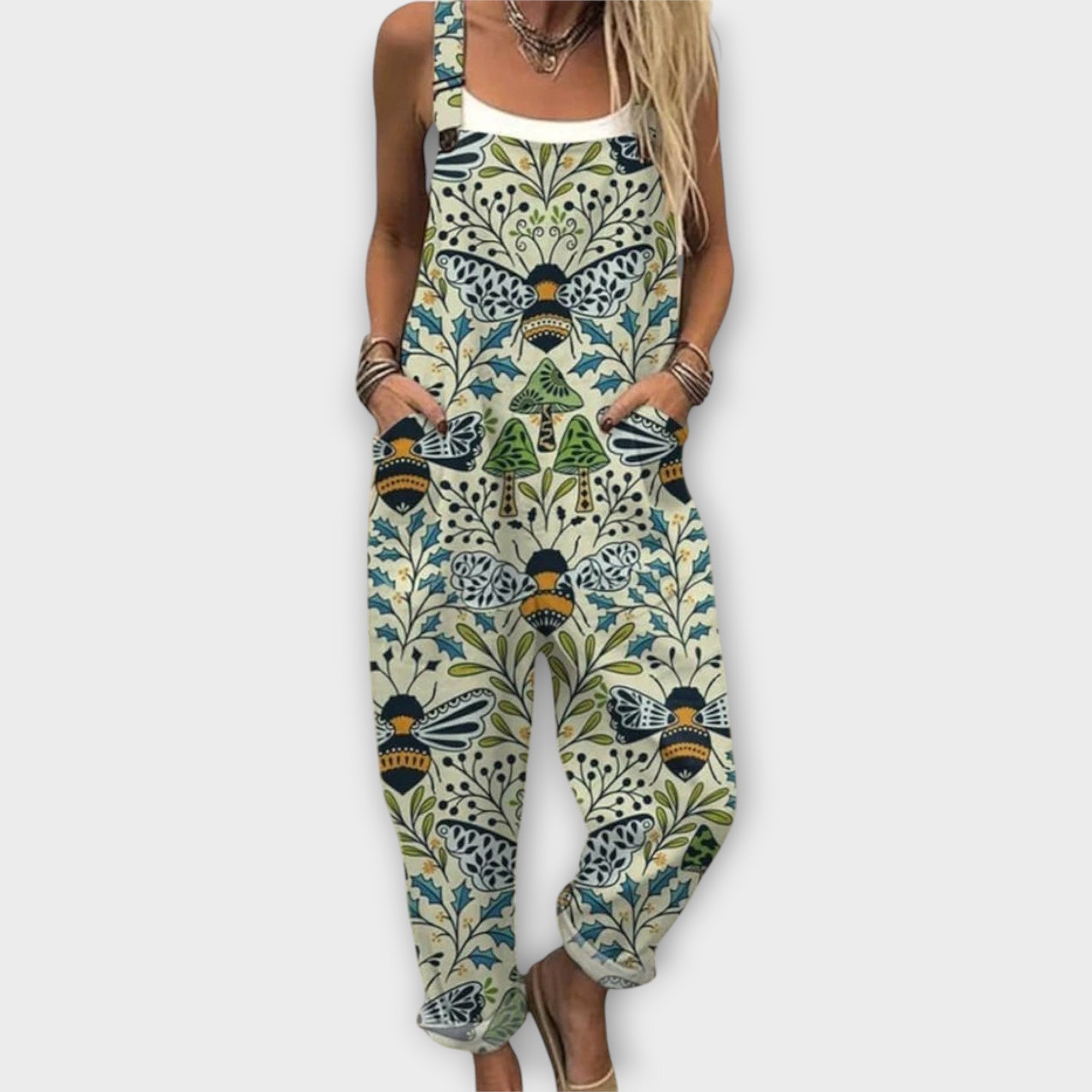 Annika | Jumpsuit dames met bloemenprint - Groen