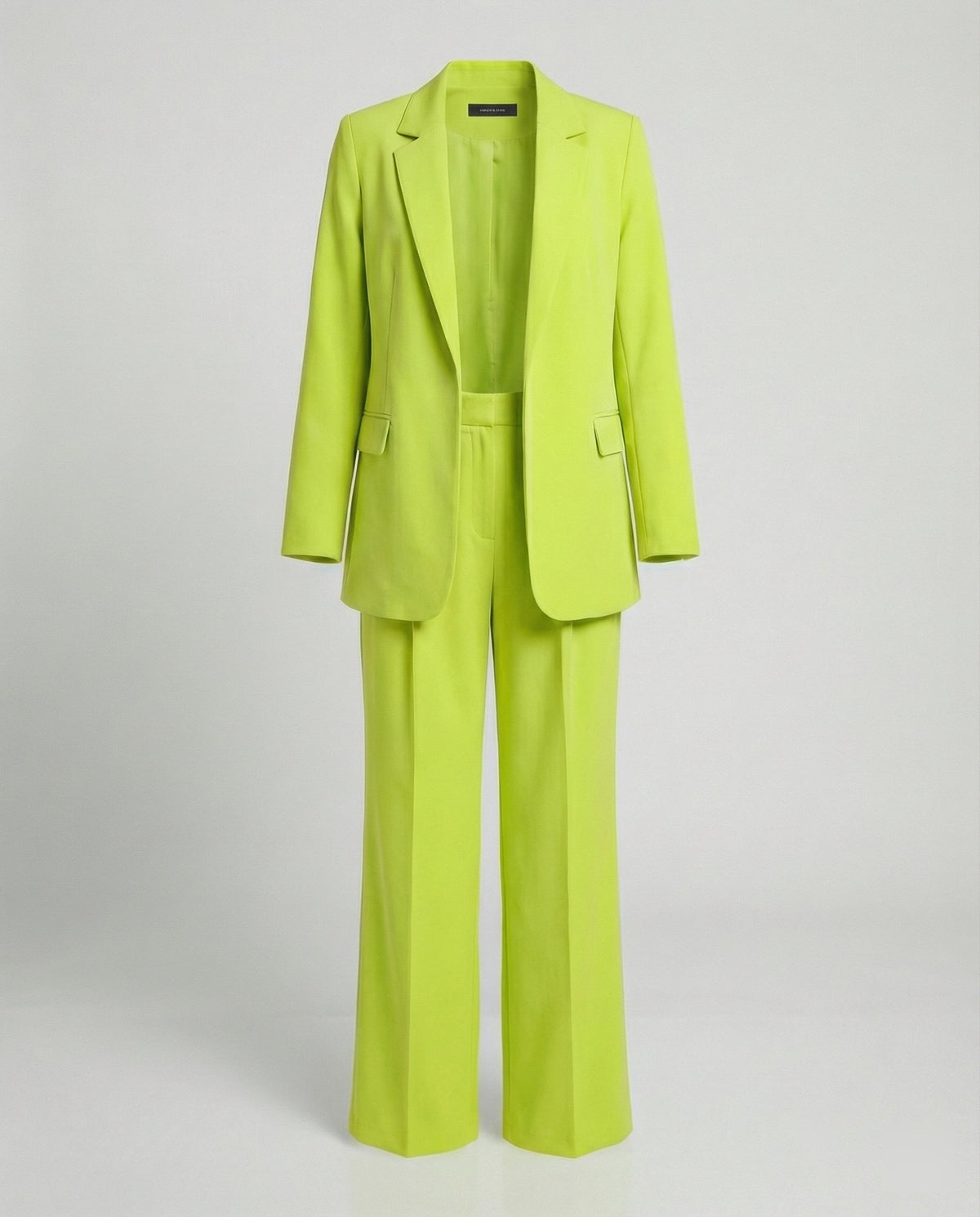 Astrid | Broekpak dames met blazer en wijde pijp, lichtblauw - Geelgroen