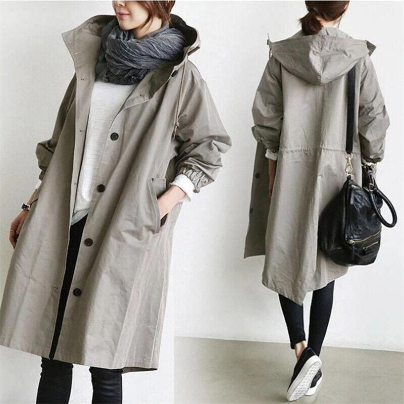 Aukje | Trenchcoat met capuchon voor dames - Abrikoos