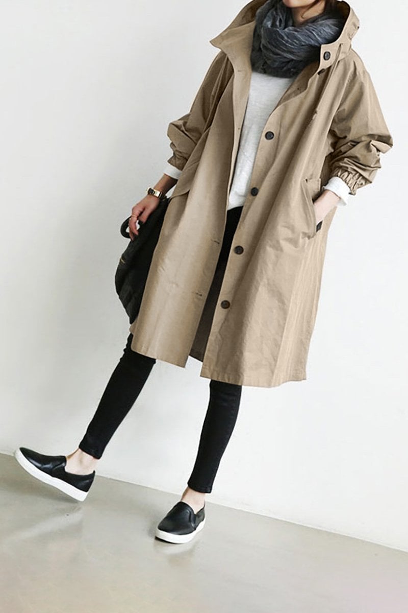 Aukje | Trenchcoat met capuchon voor dames - Beige