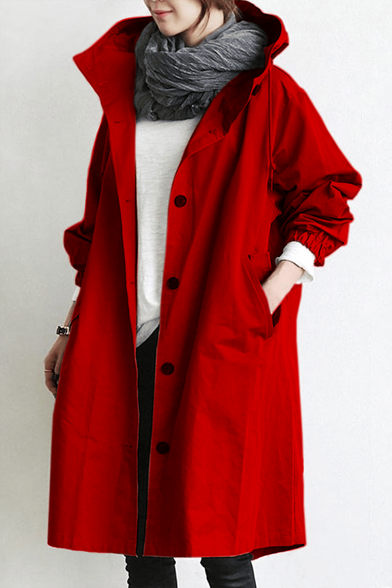 Aukje | Trenchcoat met capuchon voor dames - Rood
