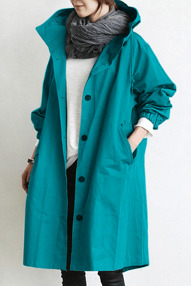 Aukje | Trenchcoat met capuchon voor dames - Turkoois