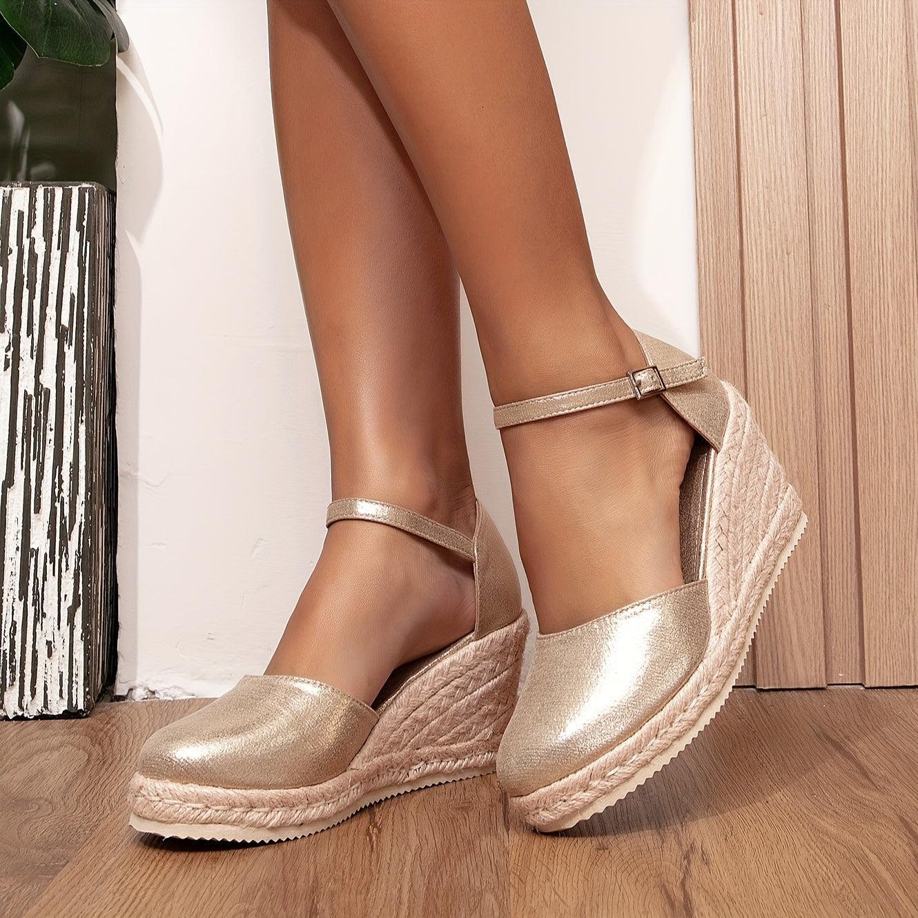 Odette - Comfortabele Sleehak Espadrille Sandalen met Gesp voor Dames