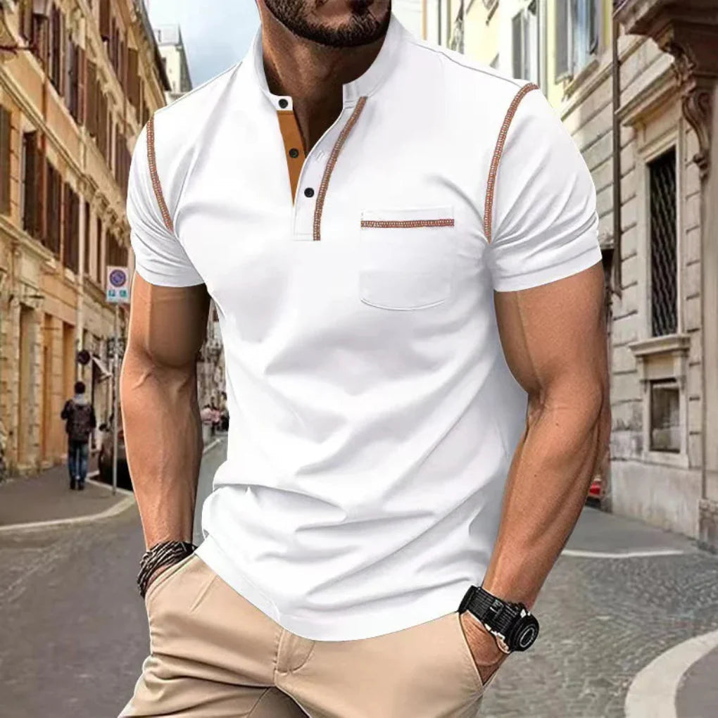 Bart | Polo voor heren met contrastbies - Wit