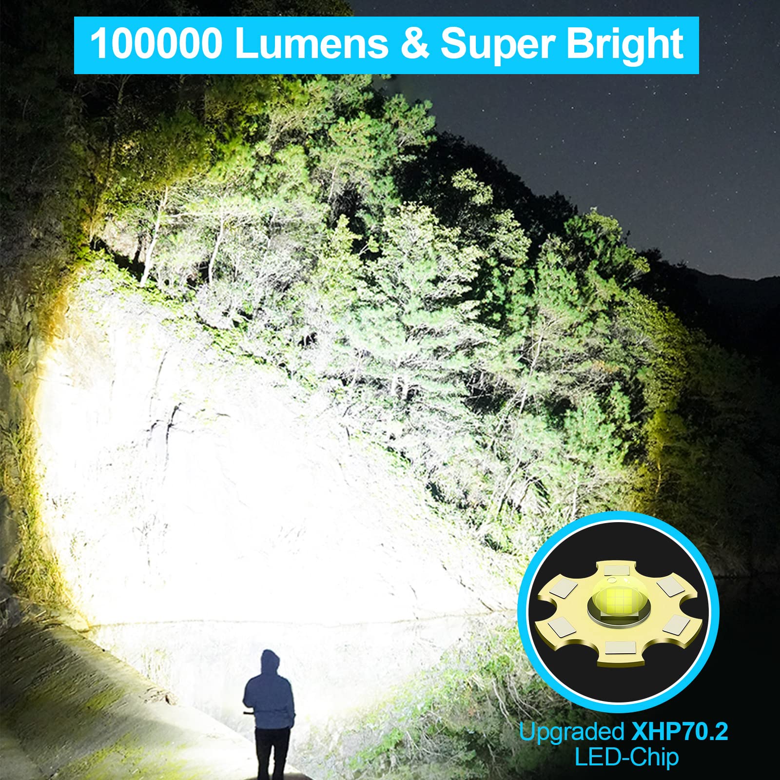 Benjamin | Oplaadbare LED zaklamp 100000 lumen - view 2
