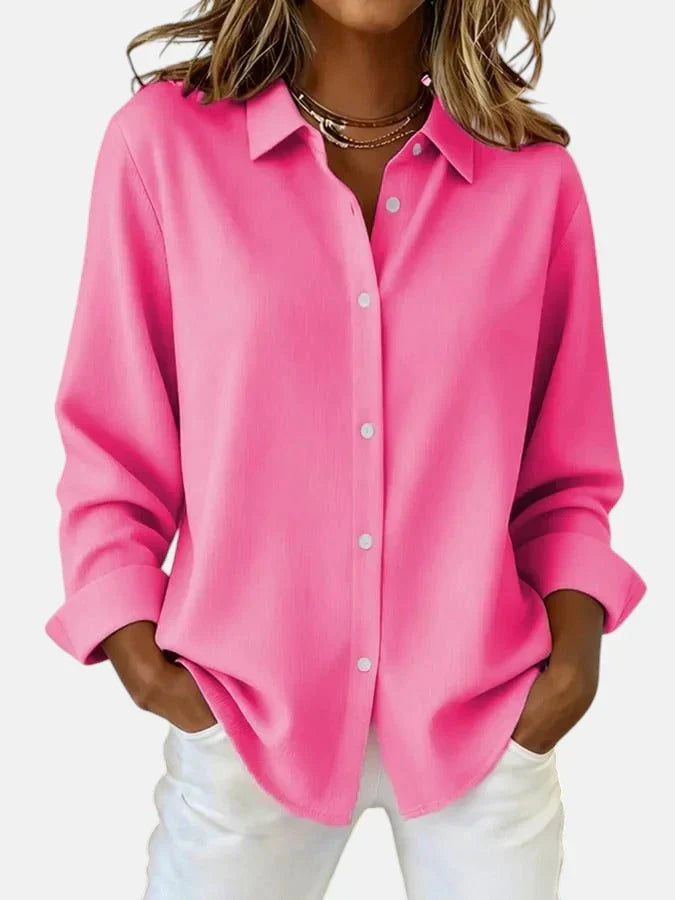 Bianca | Damesblouse met lange mouwen - Fuchsia