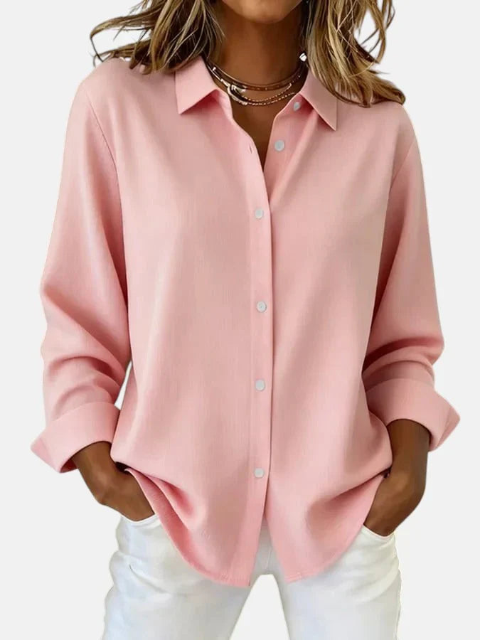 Bianca | Damesblouse met lange mouwen - Roze