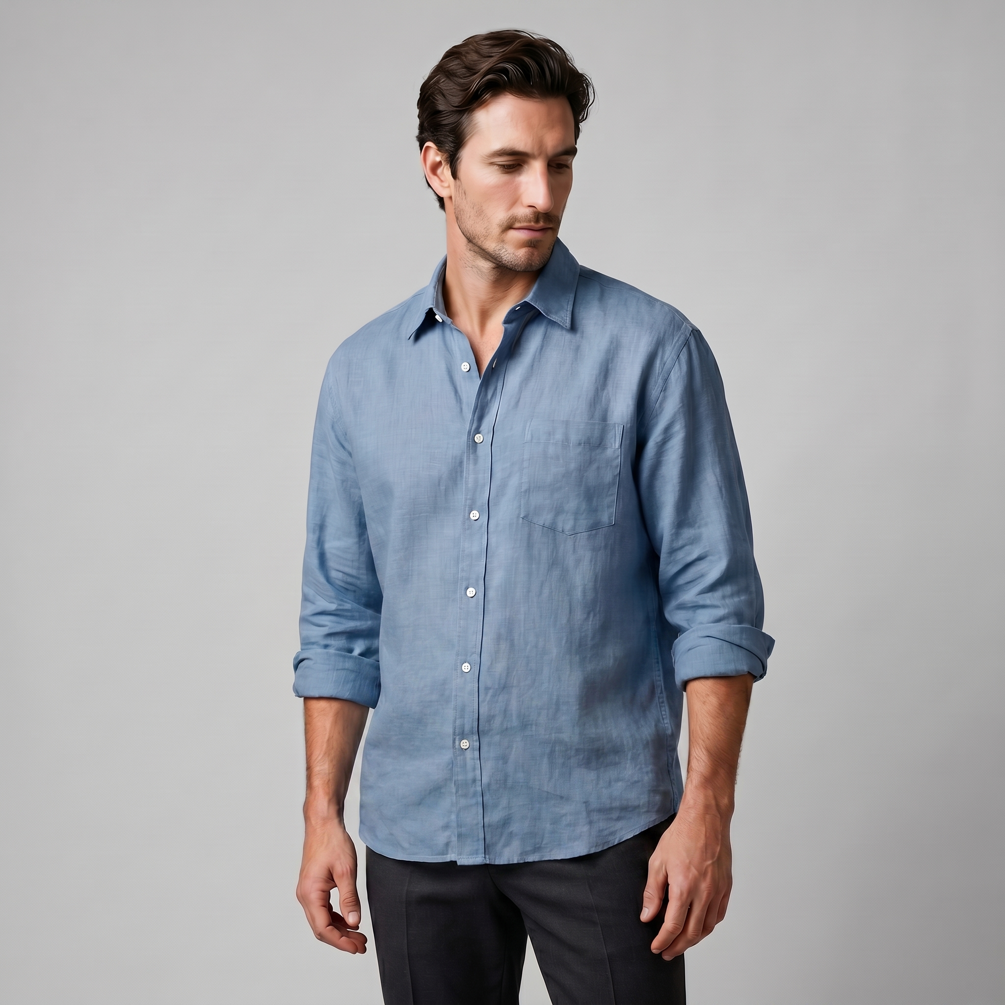 Bram | Oversized overhemd voor heren - Lichtblauw