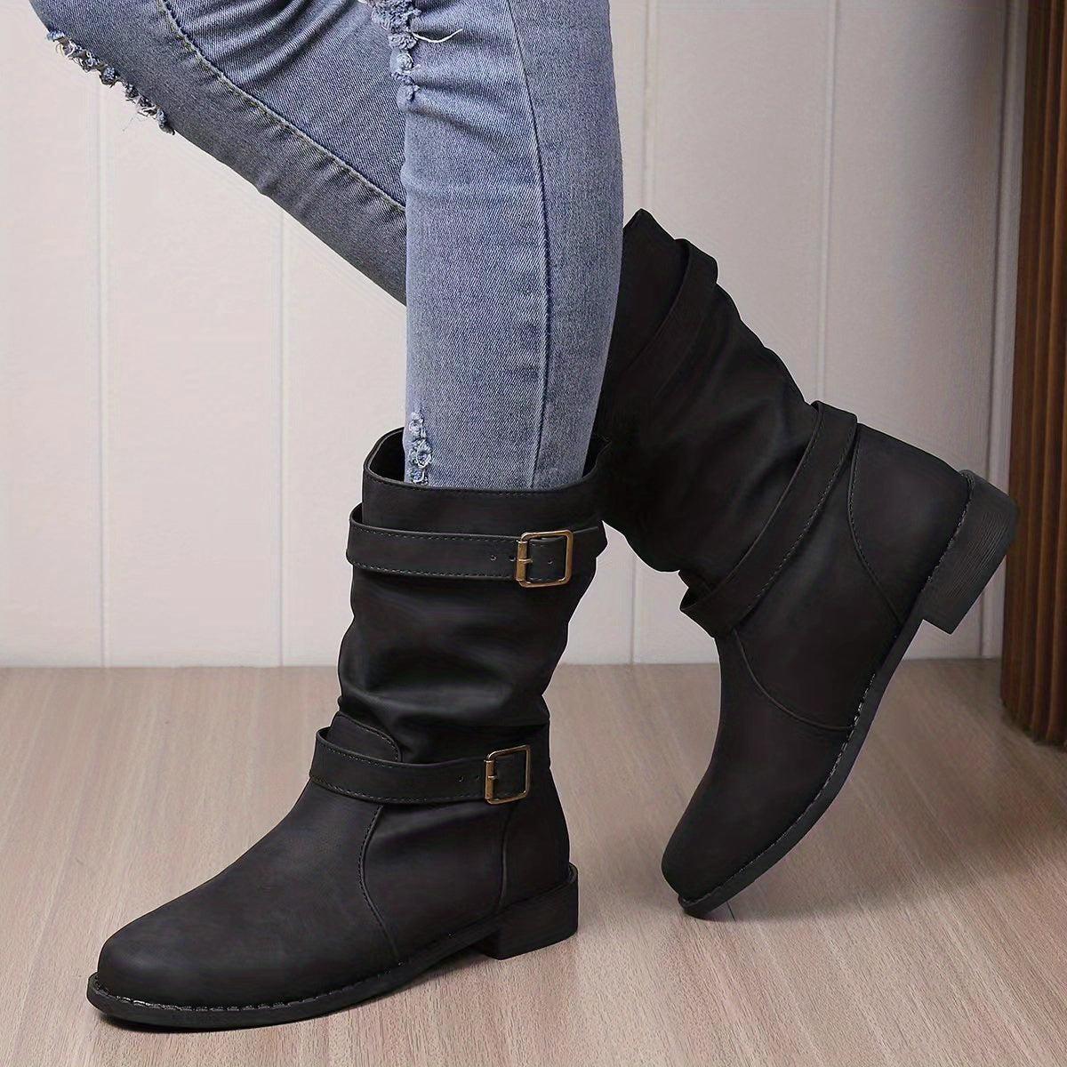 Sarah - Bottines plates slouchy à boucle pour femmes