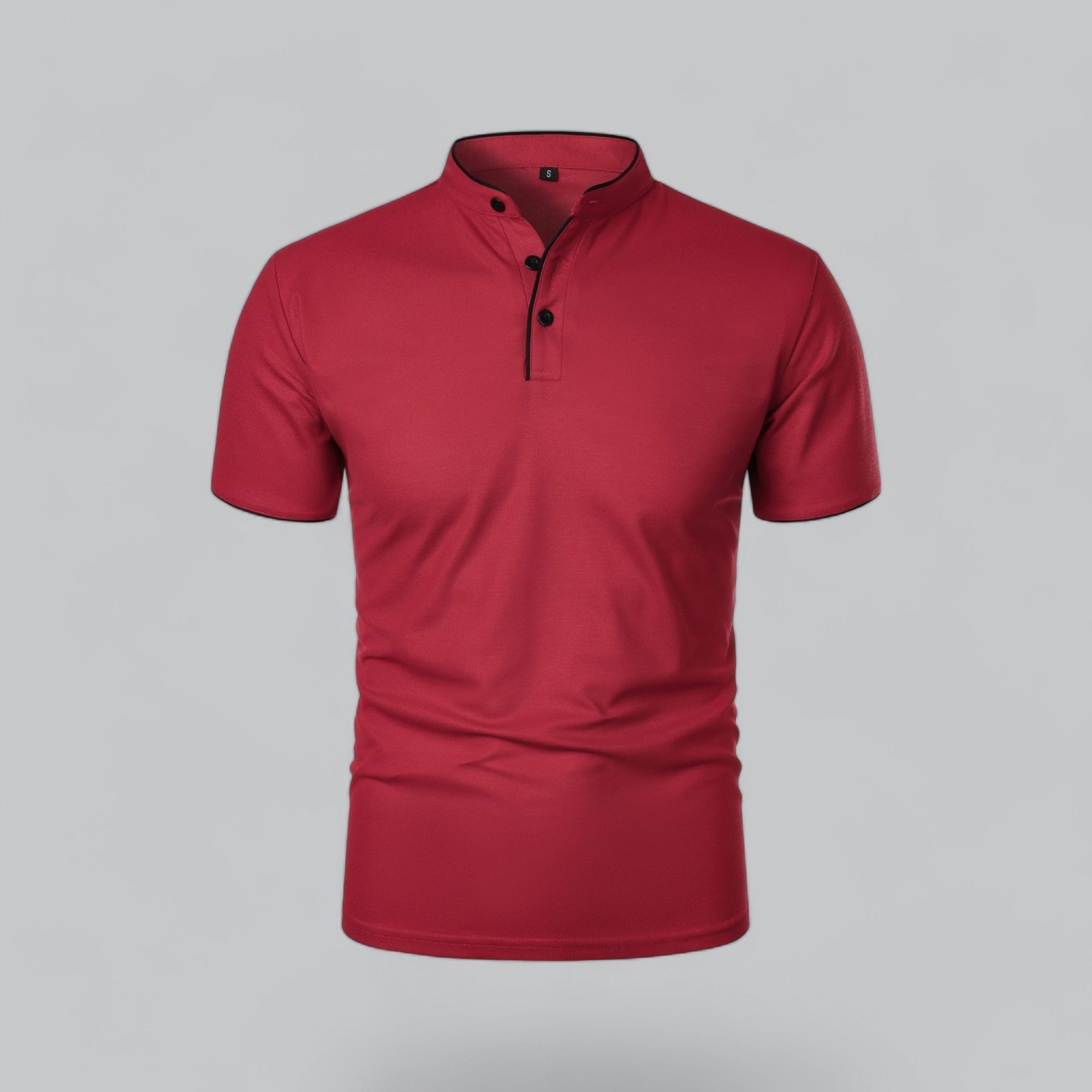 Casper | Poloshirt zonder kraag voor heren, korte mouw - rood