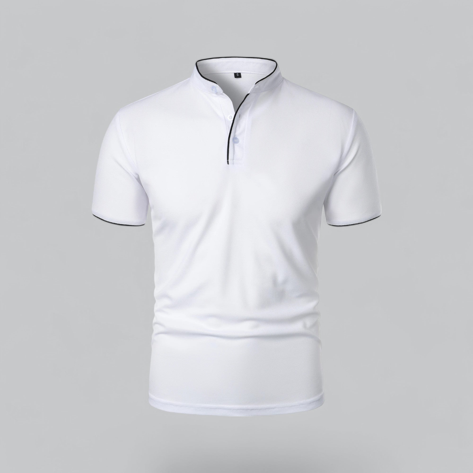 Casper | Poloshirt zonder kraag voor heren, korte mouw - wit