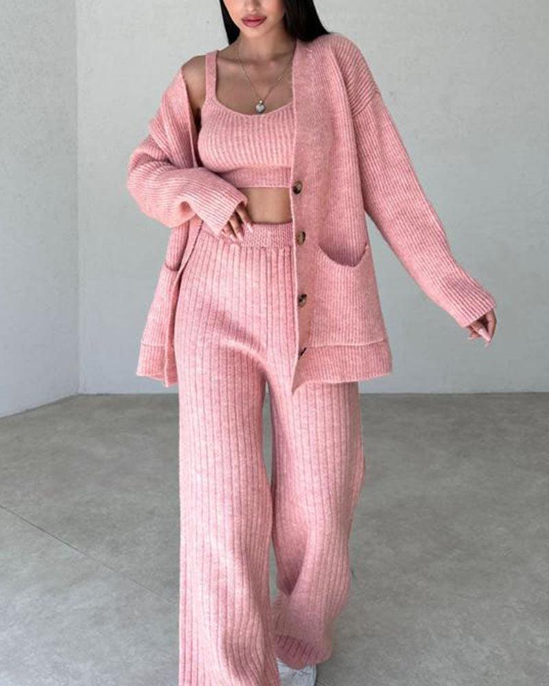 Jolie - Elegantes Dreiteiliges Strick- und Bequemes Set für Damen