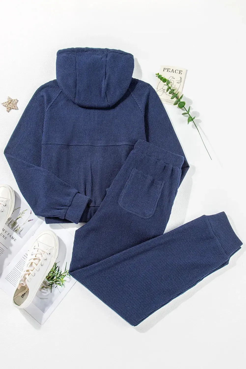 Lales - Ensemble Jogging Confortable avec Sweat à Capuche Demi-Zip et Pantalon pour Femme