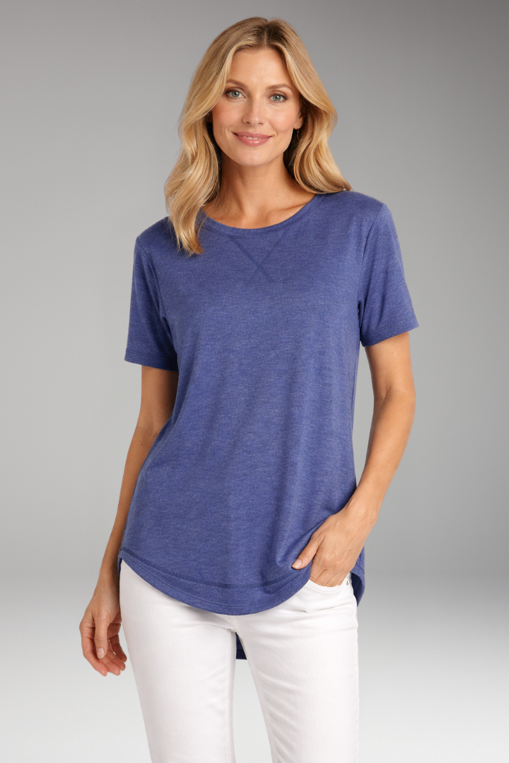 Charlotte | T-shirt met ronde hals voor dames - Blauw