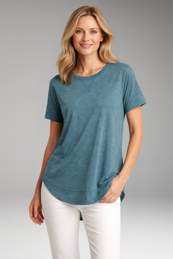 Charlotte | T-shirt met ronde hals voor dames - Donkerblauw