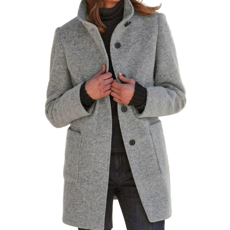 Klassieke en stijlvolle wollen trenchcoat met retro knoopsluiting voor dames