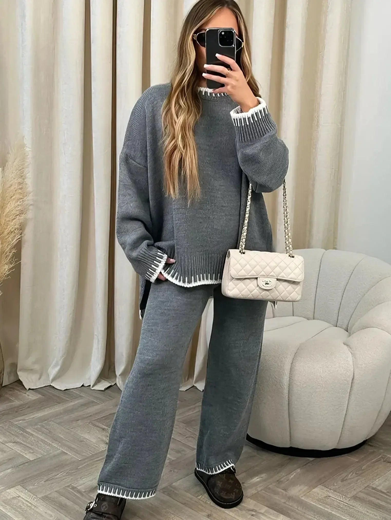 lounge.set.co-ord set.loungewear set. grijs