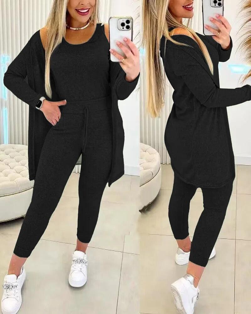 Liza - Bequemes 3-teiliges Trainingsanzug-Lounge-Set für Damen