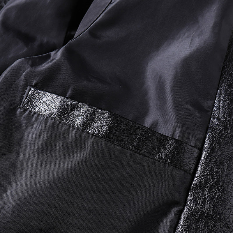 Strukturiertes italienisches Eco-Lederjacke mit Reißverschluss für Herren – urbane Schicht