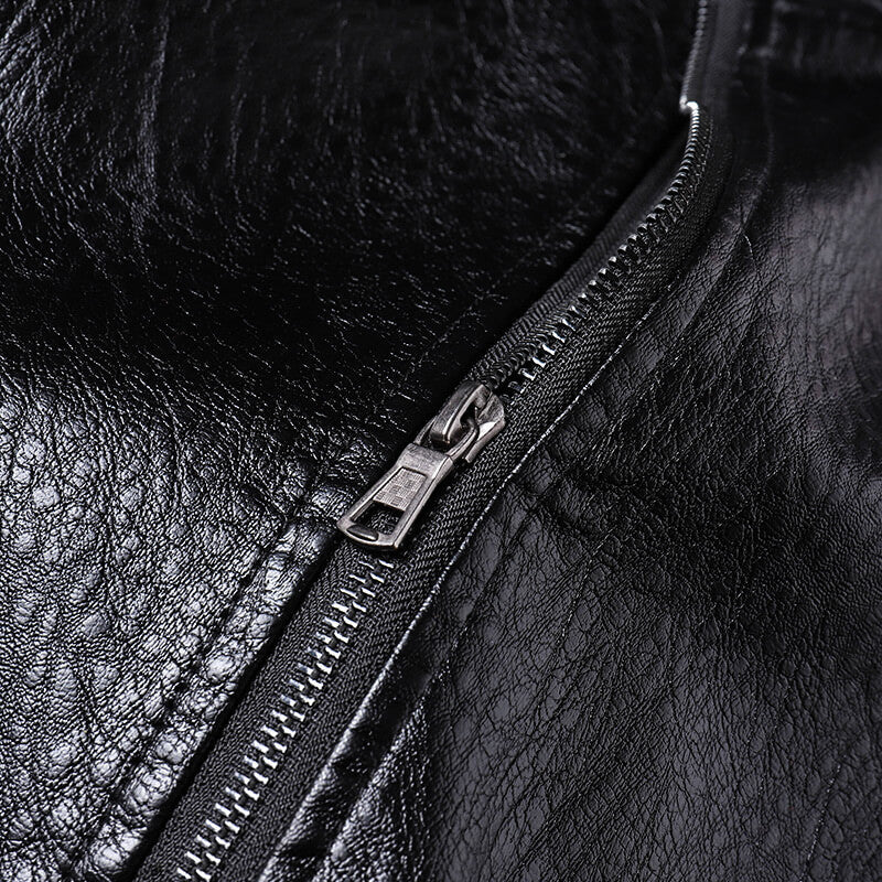 Strukturiertes italienisches Eco-Lederjacke mit Reißverschluss für Herren – urbane Schicht