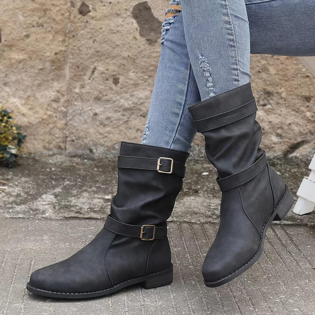 Sarah - Bottines plates slouchy à boucle pour femmes