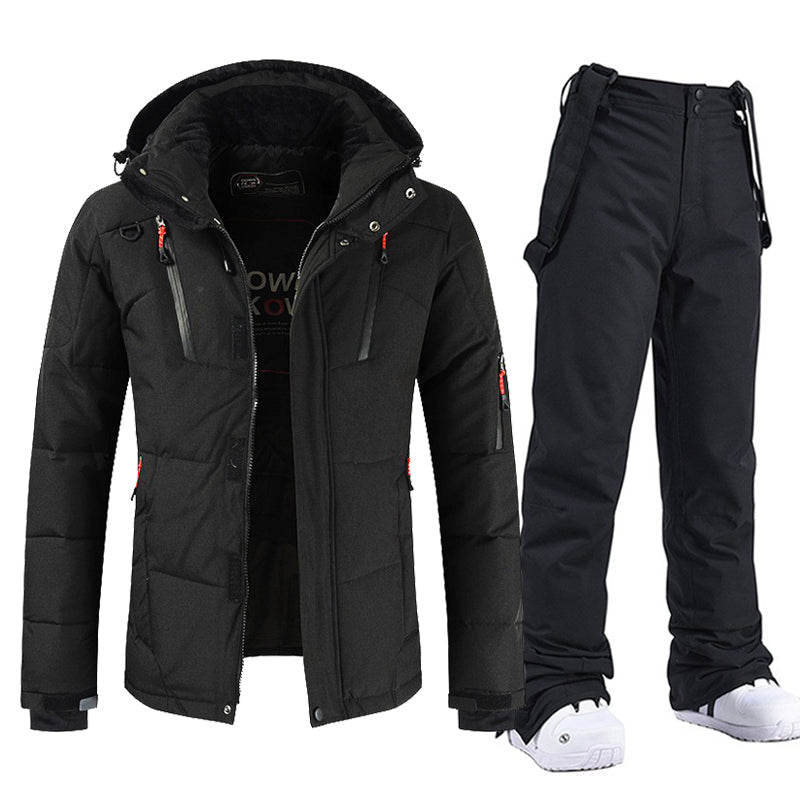 Douwe | Skipak heren met winterjack en skibroek - Zwart