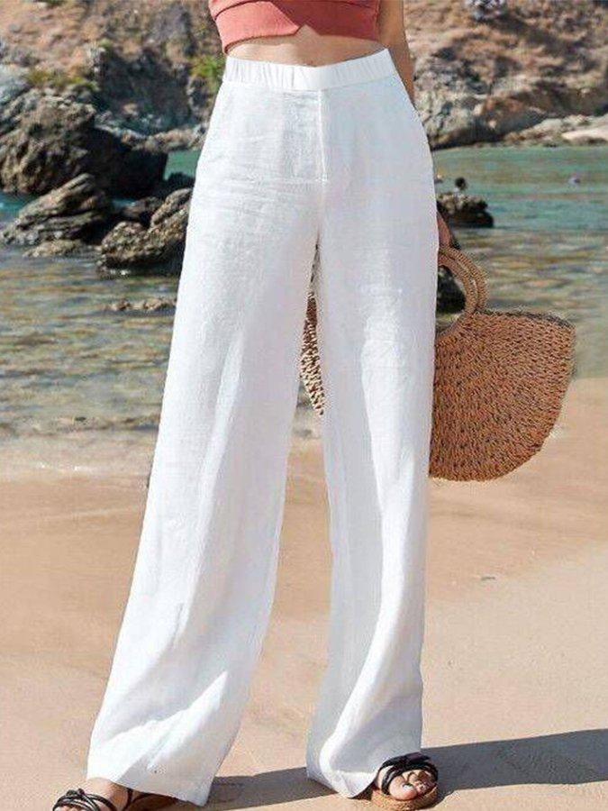 Selena Broek - Witte Linnen Comfort Broek