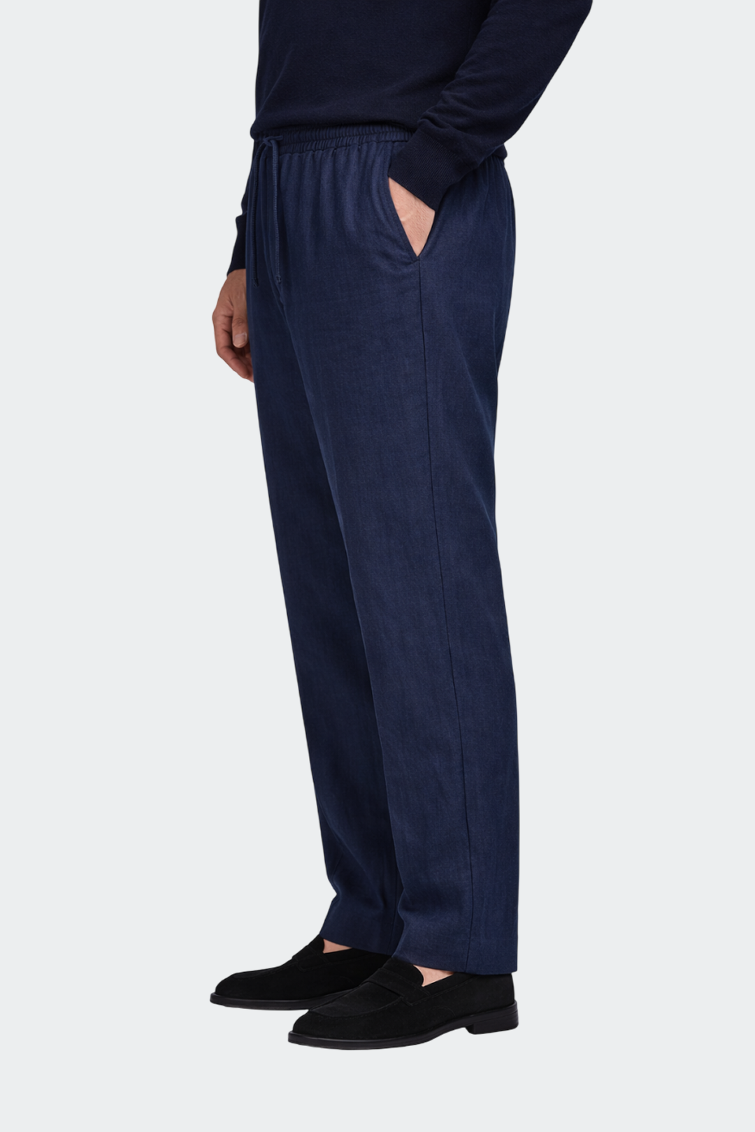 Duco | Linnen broek voor heren, relaxed fit - Marineblauw
