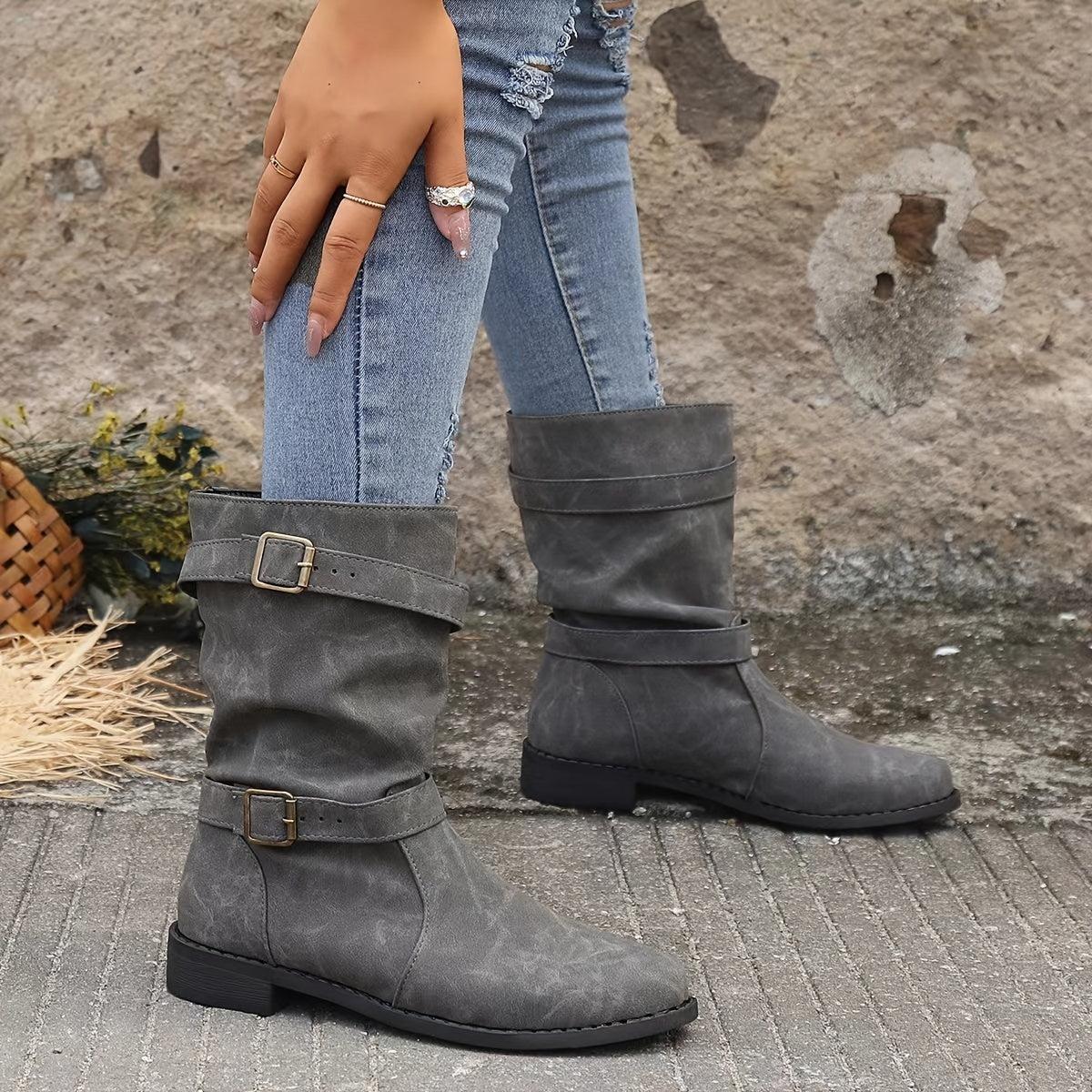 Sarah - Bottines plates slouchy à boucle pour femmes