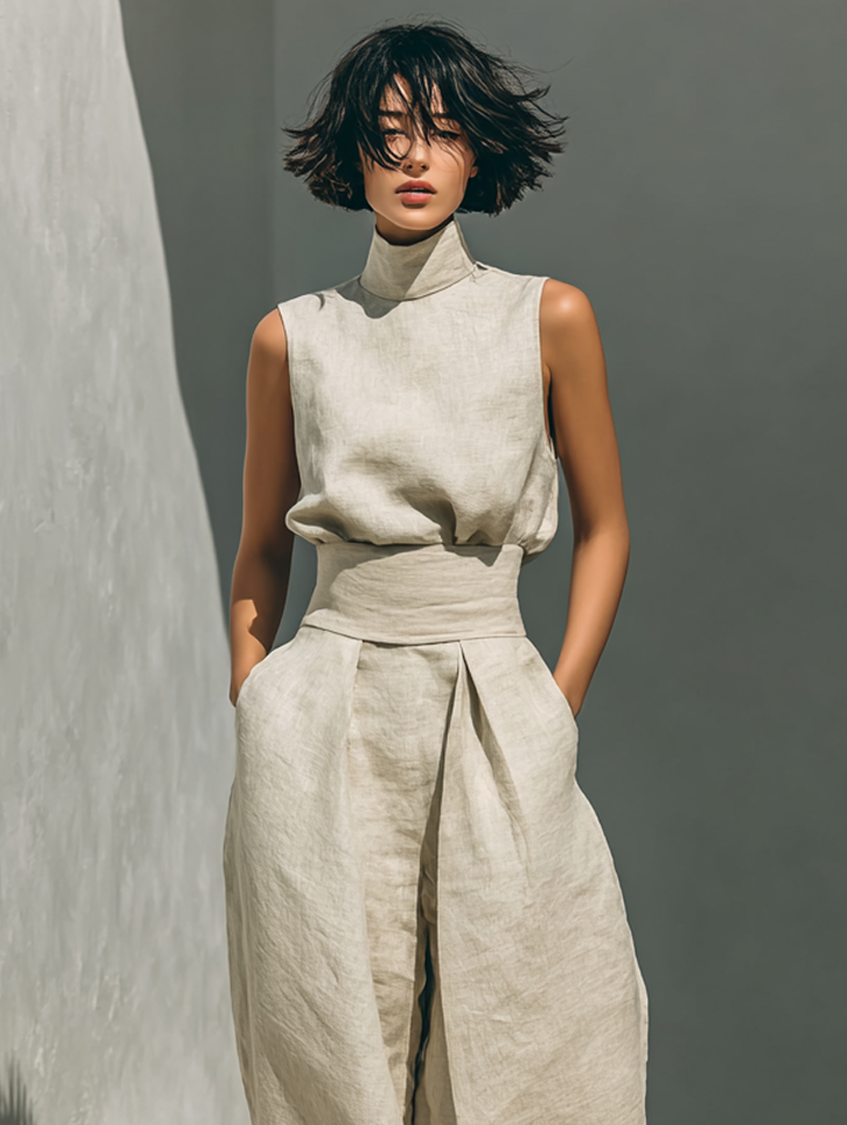 Eline | Mouwloze jumpsuit van katoen en linnen - view 6