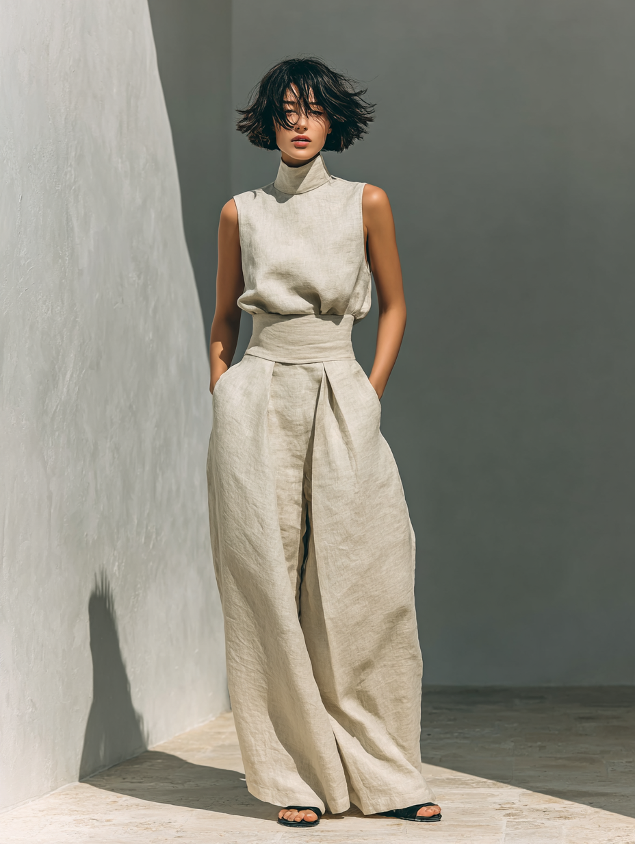 Eline | Mouwloze jumpsuit van katoen en linnen - view 8