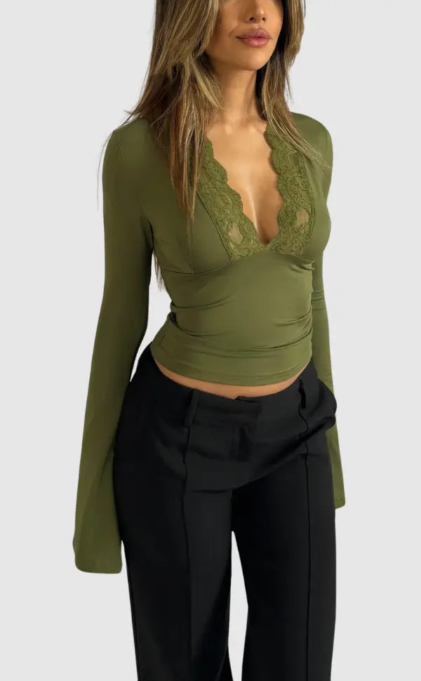 Elisa | Longsleeve top met kant voor dames - foto 9
