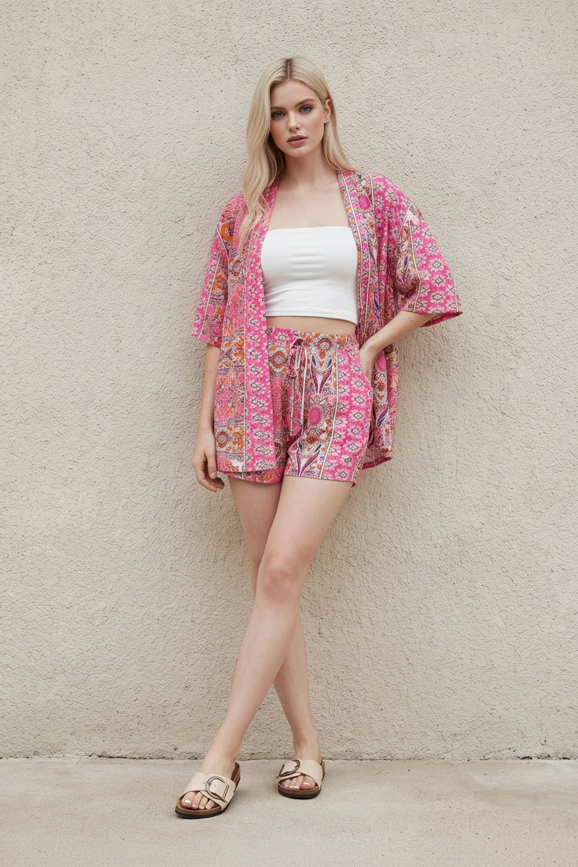 Elske | Dames blouse en korte broek set met bloemmotief - view 6