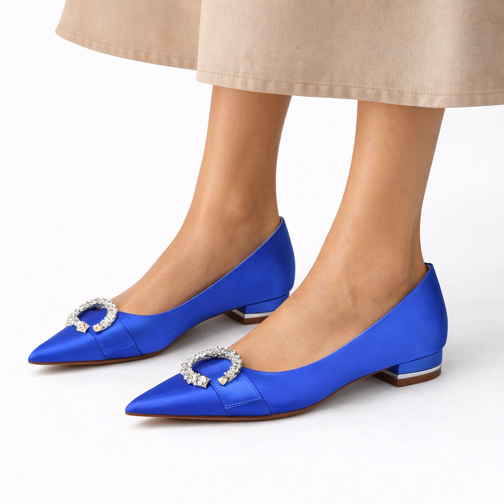 Esmee | Satijnen bruidsschoenen voor dames - Blauw