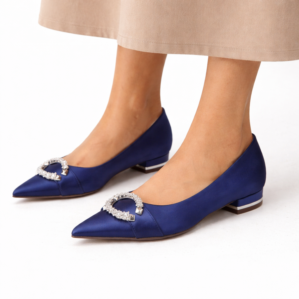 Esmee | Satijnen bruidsschoenen voor dames - Marine