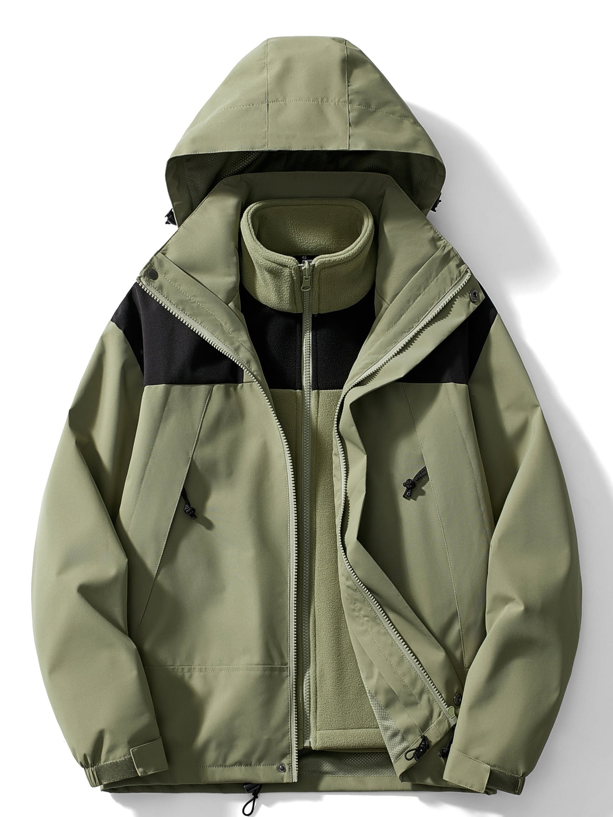 Esmee | Winterjas dames 3-in-1 met fleece en capuchon - Groen