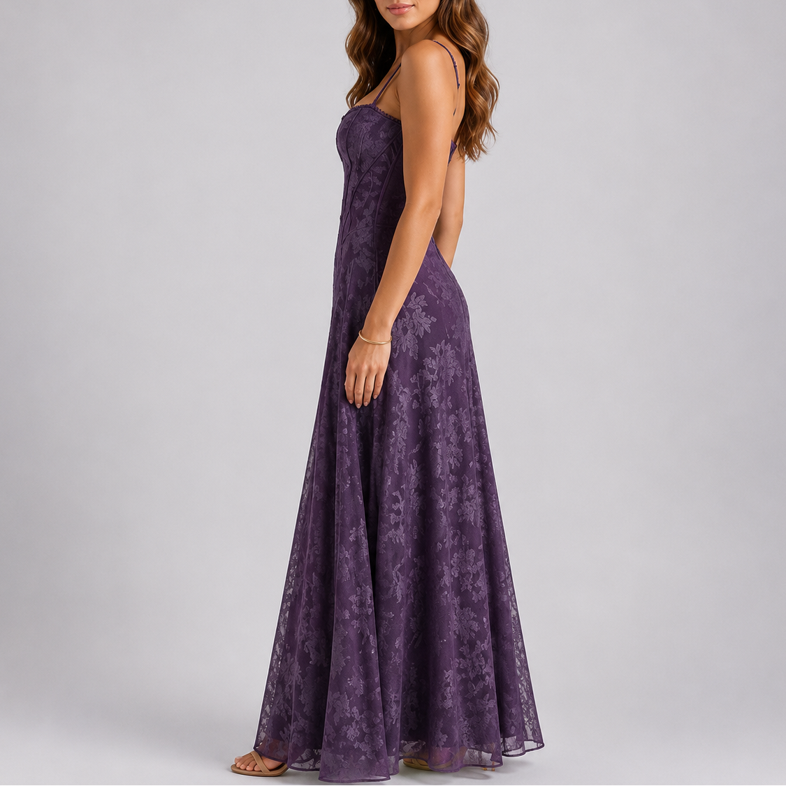 Evi | Maxi jurk met korset en bloemen - view 3