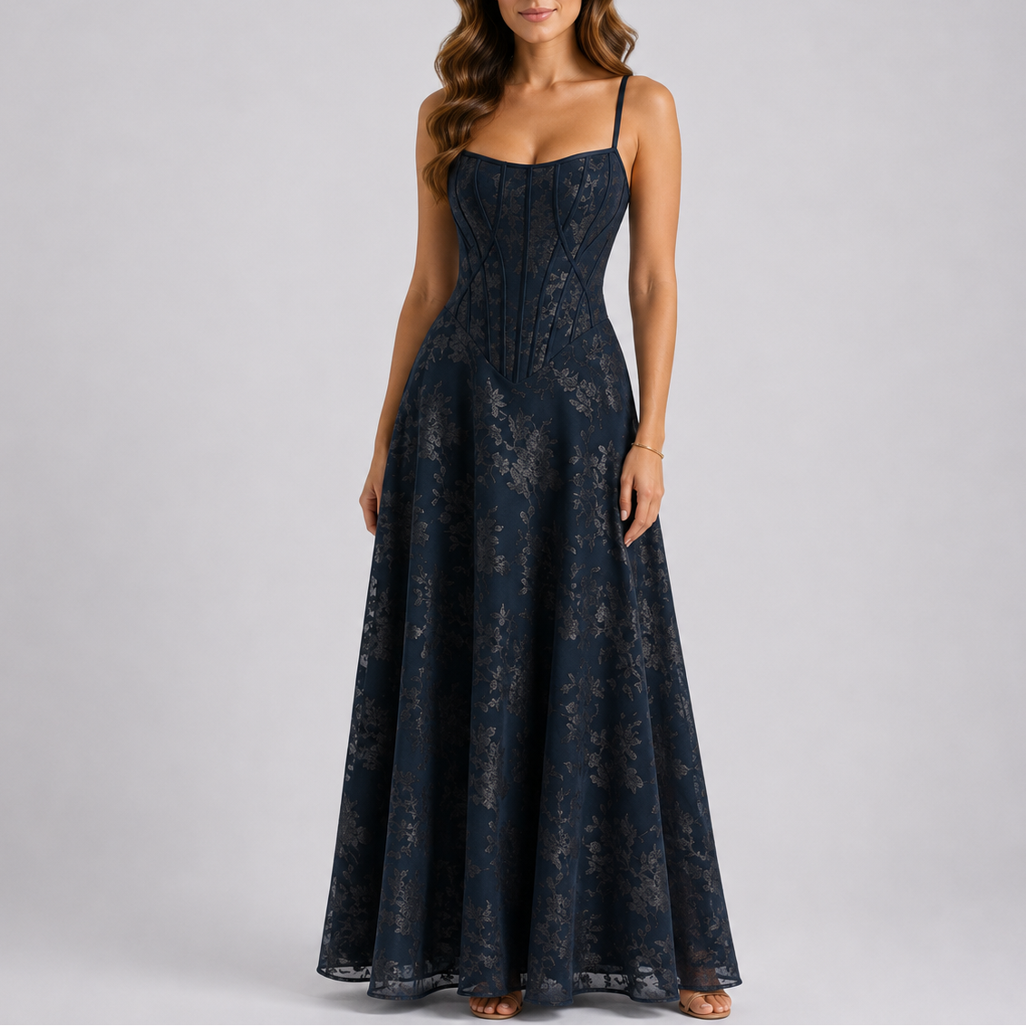 Evi | Maxi jurk met korset en bloemen - view 4