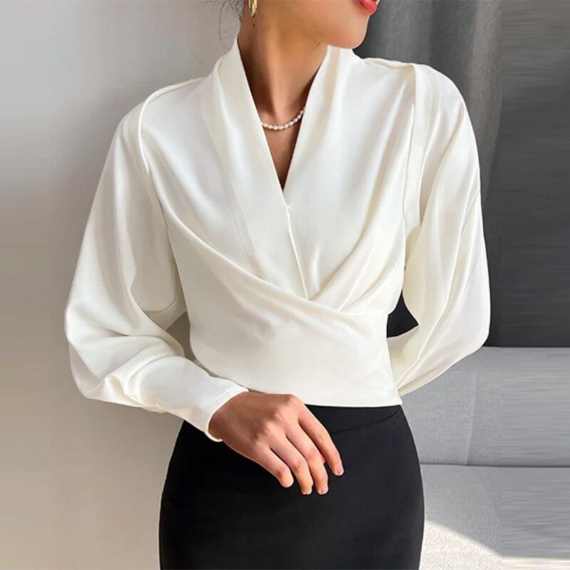 Serilda - Bluse mit Ballonärmeln und V-Ausschnitt