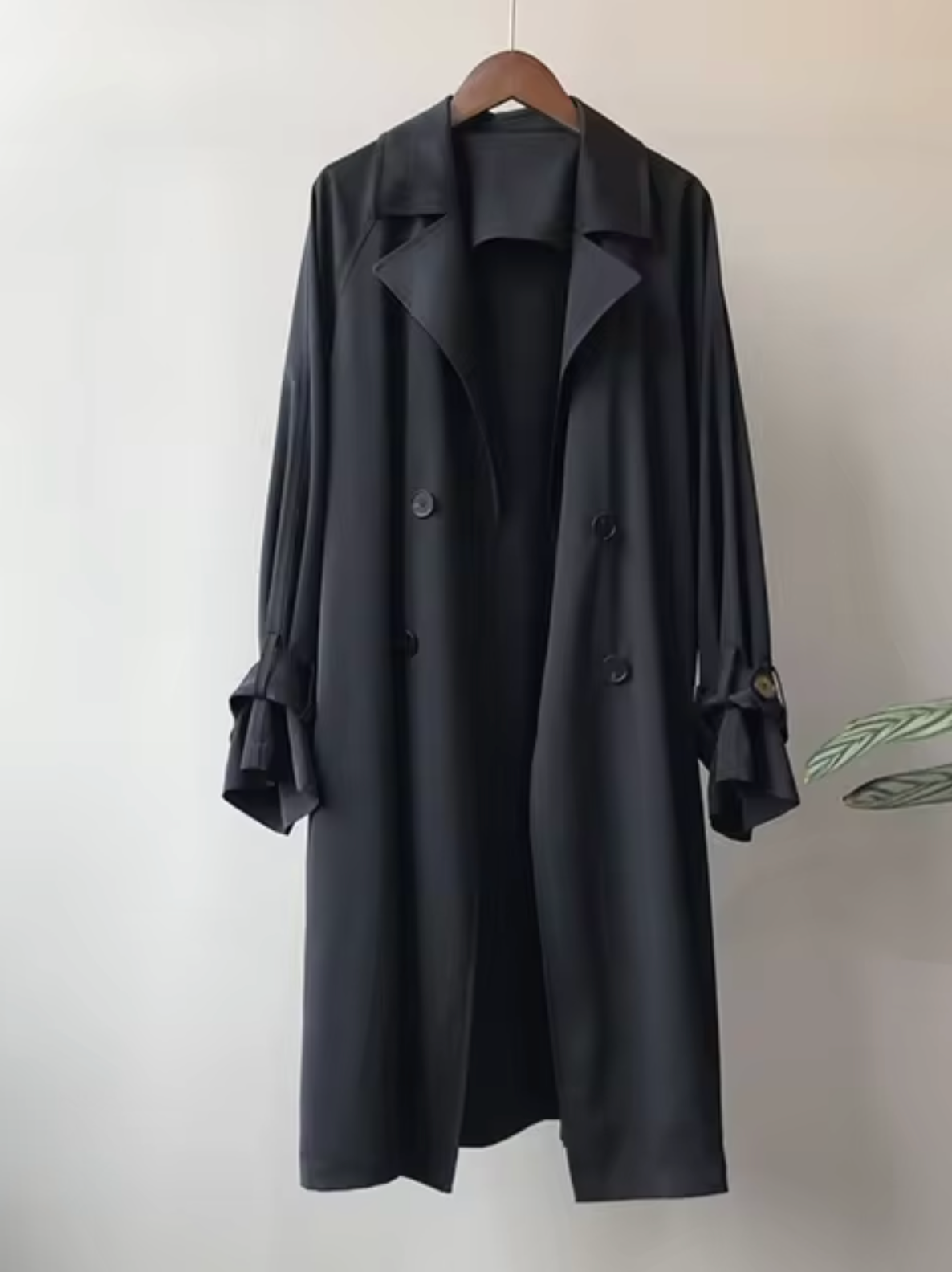 Famke | Lange trenchcoat voor dames - Zwart