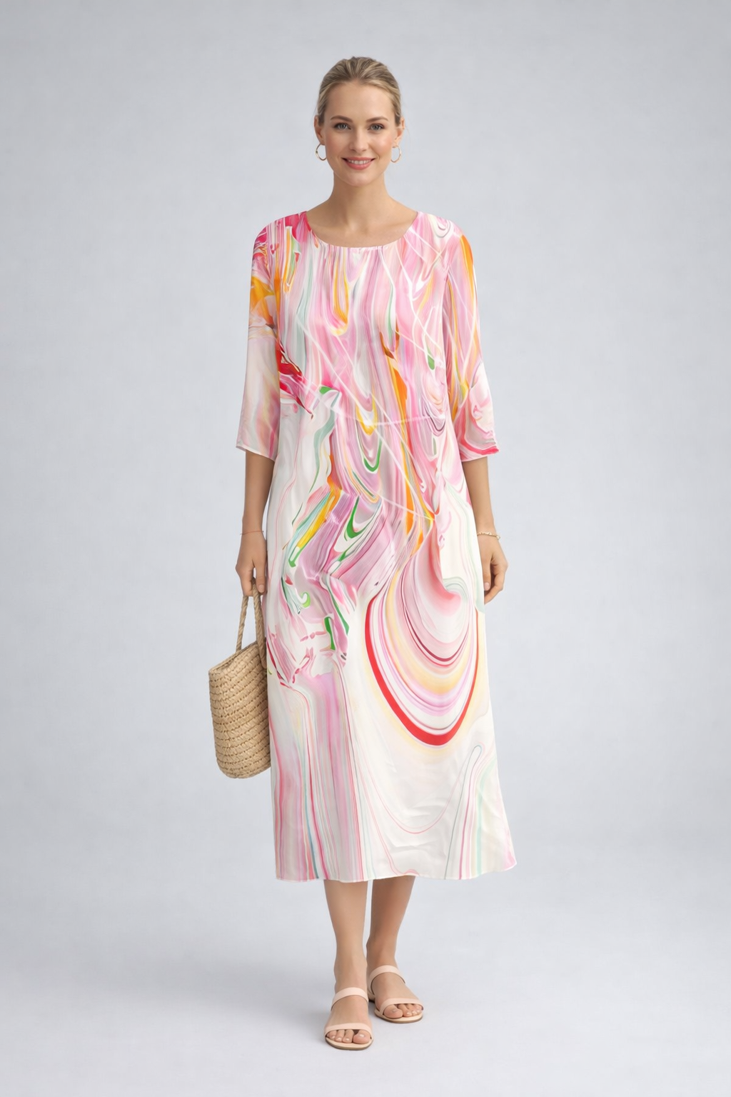 Fay | Midi jurk met bloemenprint voor dames - Roze